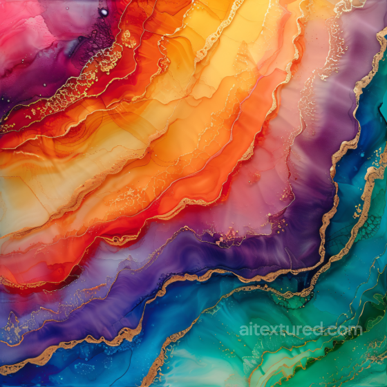 Alcohol Ink PBR Texture Featuring Vibrant Multicolor Fluid Waves and Gold Veining Alcohol ink texture preview