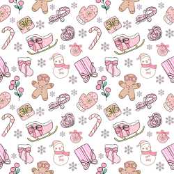 Pattern Bundle - Seamless 3D Pattern PBR Texture of Cute Hand-drawn Christmas Motifs in Pastel Pink texture preview
