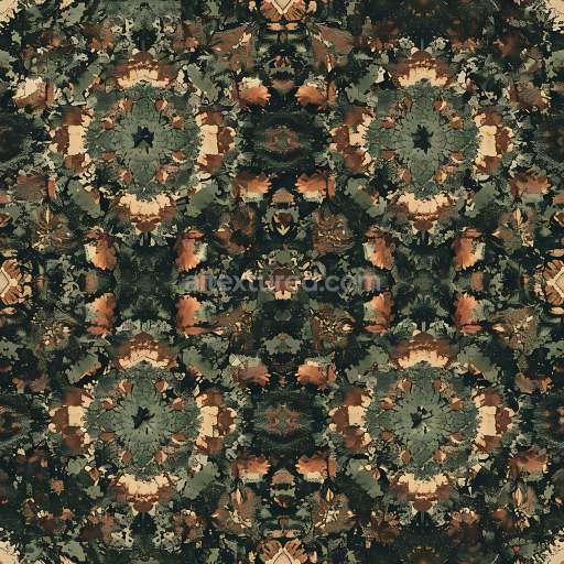 Preview — Seamless 3D Stylized Woodland Camouflage PBR Texture with Organic Floral Motifs