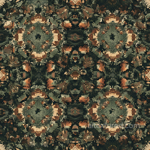 Stylized Woodland Camouflage PBR Texture with Organic Floral Motifs seamless Color Camouflage PBR texture