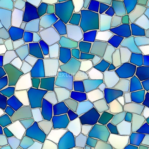 Seamless 3D Mosaic PBR Texture Featuring Blue, Teal & White Stone Chip Pattern texture preview