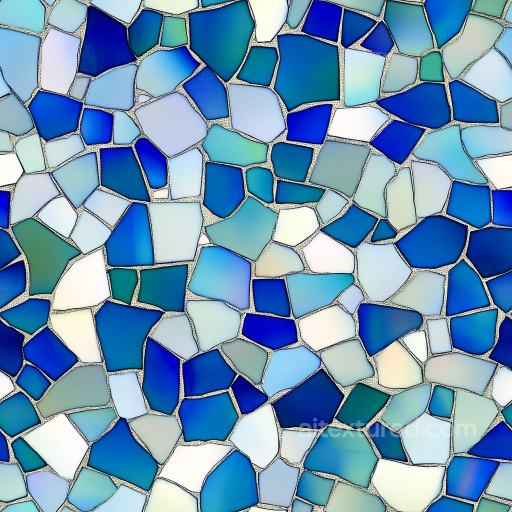 Mosaic PBR Texture Featuring Blue, Teal & White Stone Chip Pattern seamless Mosaic PBR texture