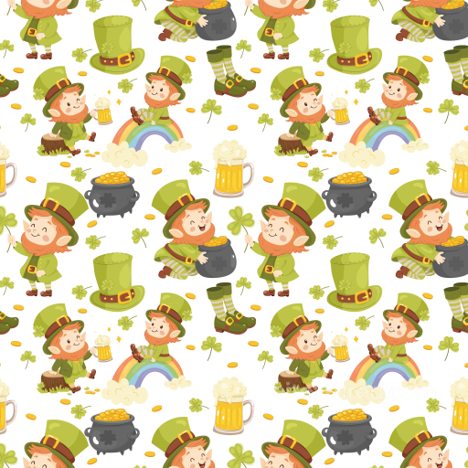 Featuring St Patrick Cartoon Characters and Symbols seamless St patrick digital paper bundle PBR texture