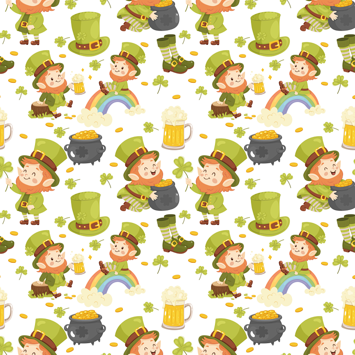 Featuring St Patrick Cartoon Characters and Symbols seamless PBR texture preview