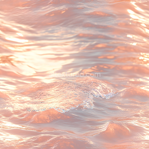Seamless 3D Water PBR Texture with Soft Pink Ocean Surface and Gentle Waves