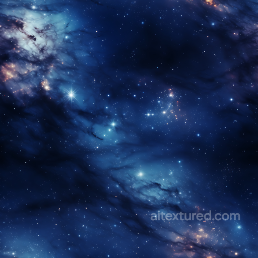 Space PBR Texture Featuring Blue Nebula Clouds and Starfield seamless Star, space, planets PBR texture