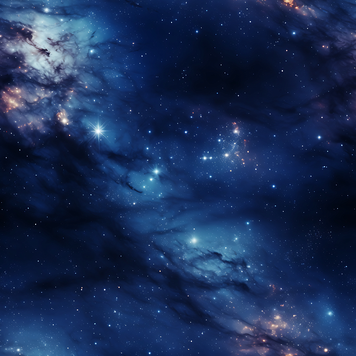 Space Featuring Blue Nebula Clouds and Starfield seamless PBR texture preview