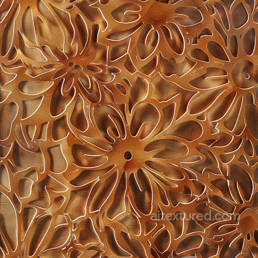 Embossed Floral Pattern Brown Leather Texture With Intricate Grain seamless Leather PBR texture