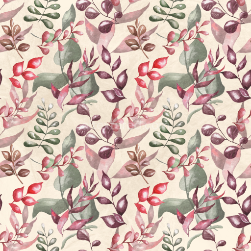Seamless 3D PBR Texture Featuring Watercolor Style Floral Leaves in Soft Tones