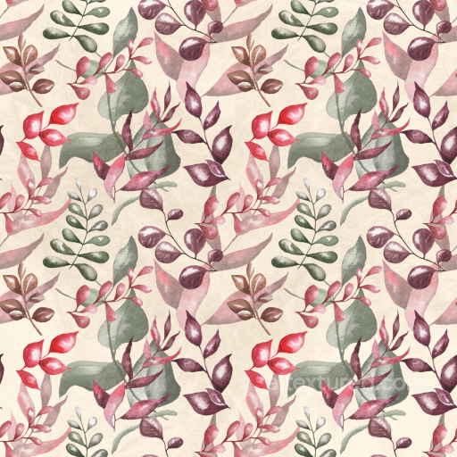 Featuring Watercolor Style Floral Leaves in Soft Tones seamless Flower  PBR texture