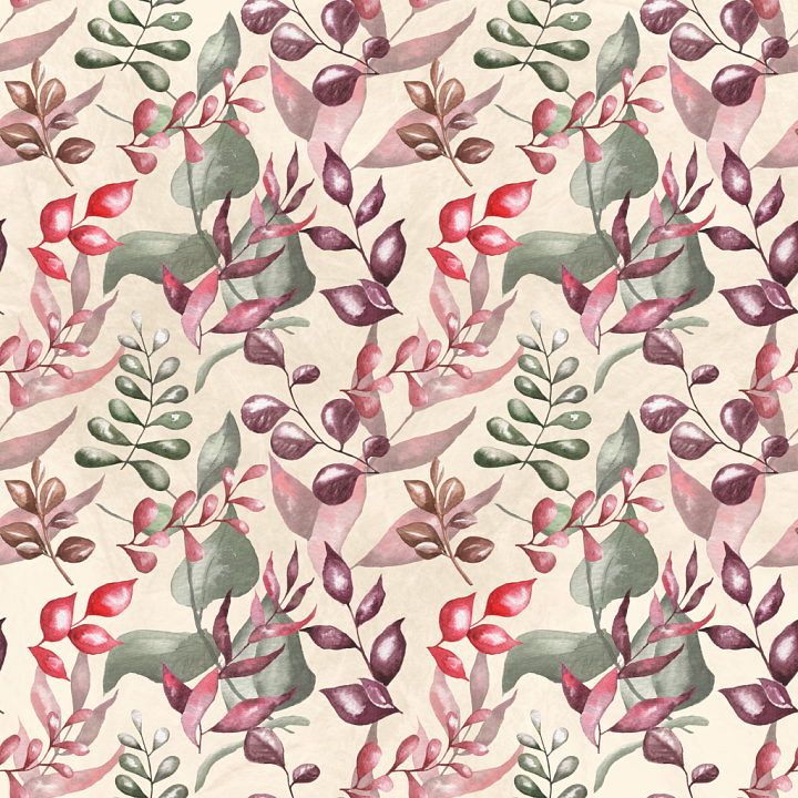 Featuring Watercolor Style Floral Leaves in Soft Tones seamless PBR texture preview