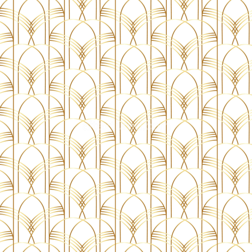 Seamless 3D PBR Texture of White Background with Gold Art Deco Geometric Pattern