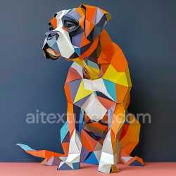 seamless Seamless 3D PBR Texture Featuring Abstract Origami Boxer Dog Pattern in Vibrant Colors texture 8k free download PBR