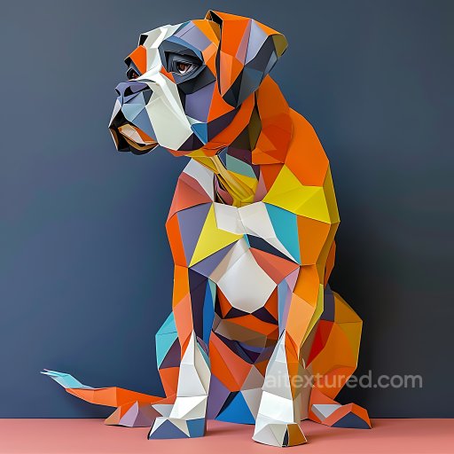 Animal - Seamless 3D PBR Texture Featuring Abstract Origami Boxer Dog Pattern in Vibrant Colors texture preview