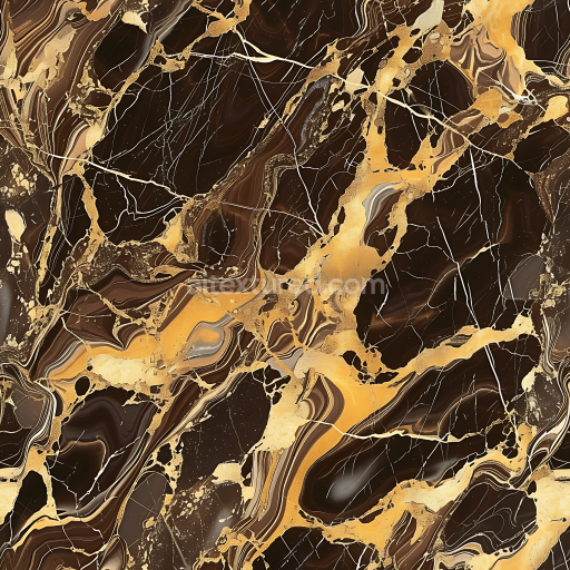 Seamless 3D PBR Texture of Chocolate Brown Marble with Gold Veins
