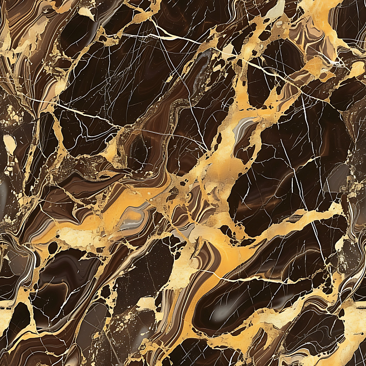 Chocolate Brown Marble with Gold Veins seamless PBR texture preview