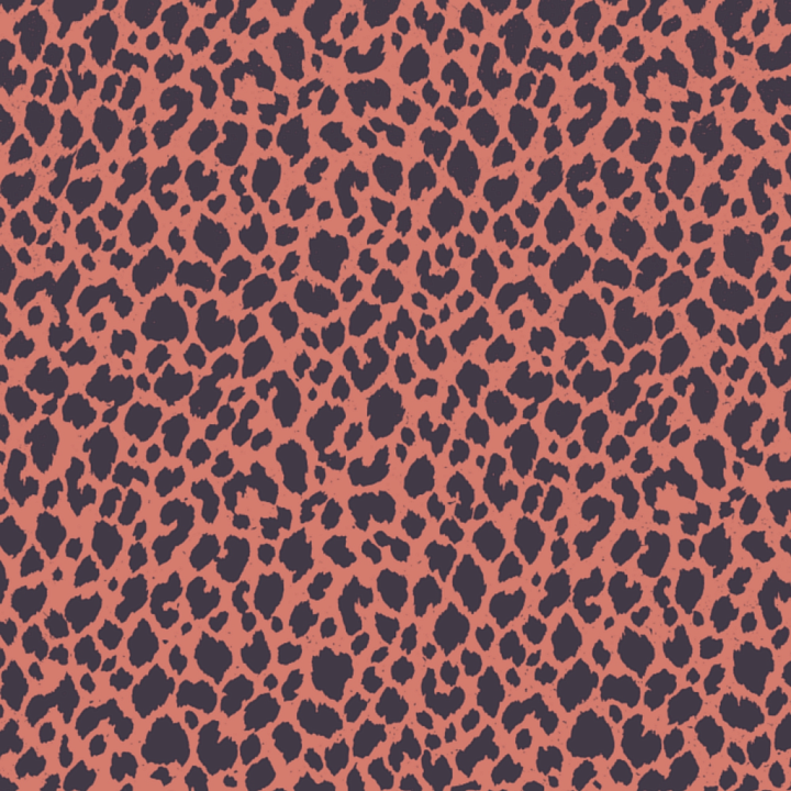 Leopard Print Fabric in Coral and Black seamless PBR texture preview