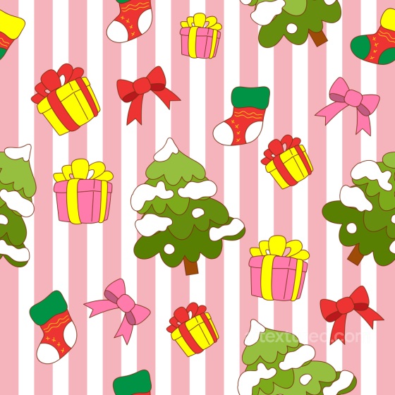 Christmas Digital Paper Texture with Cartoon Trees and Gifts All Christmas Digital paper texture preview