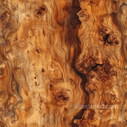 Burl Wood PBR Texture with Knots and Intricate Grain Patterns seamless Wood PBR texture