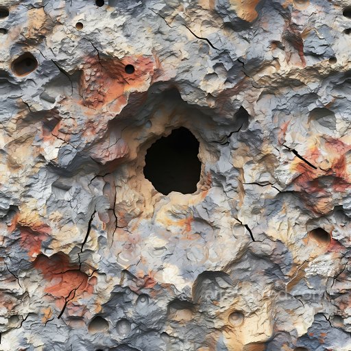 cracked and holed rock PBR texture with multicolor erosion details seamless Cracked & Holes PBR texture