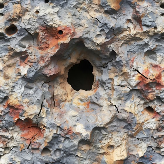 cracked and holed rock PBR texture with multicolor erosion details Cracked & Holes texture preview