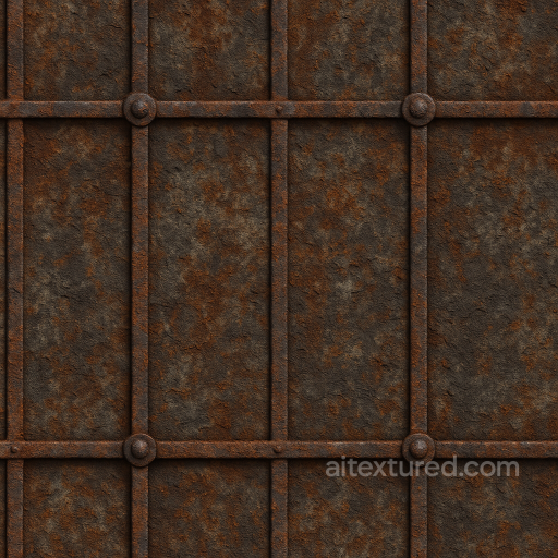 Rusted Metal Old Iron Gate For Haunted House seamless Halloween PBR texture
