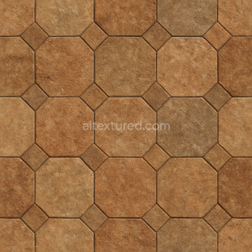 Seamless 3d texture pbr 8k octagonal tiles mosaic featuring earth tones and textured surface realism
