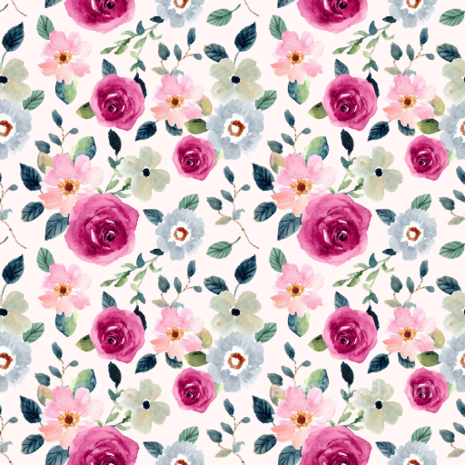 Watercolor Pink Flower Fabric Texture with Soft Floral Pattern seamless Pink Flower PBR texture
