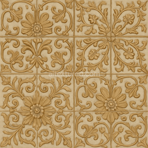 Seamless 3d texture pbr 8k handmade tiles mosaic with renaissance style and floral motifs