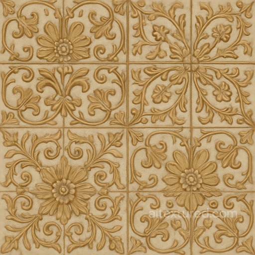 Handmade Tiles Mosaic With Renaissance Style And Floral Motifs seamless Mosaic PBR texture