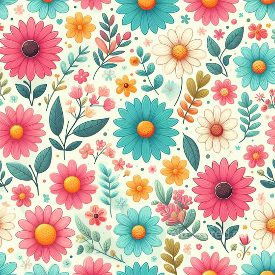 Colorful Floral Pattern on Soft Fabric Seamless Texture Floral texture preview