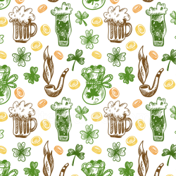 seamless Seamless 3D PBR Texture of Hand-Drawn St Patrick Icons and Symbols texture 8k free download PBR