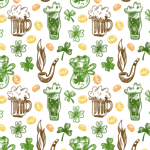 Hand-Drawn St Patrick Icons and Symbols Seamless Texture seamless St patrick PBR texture