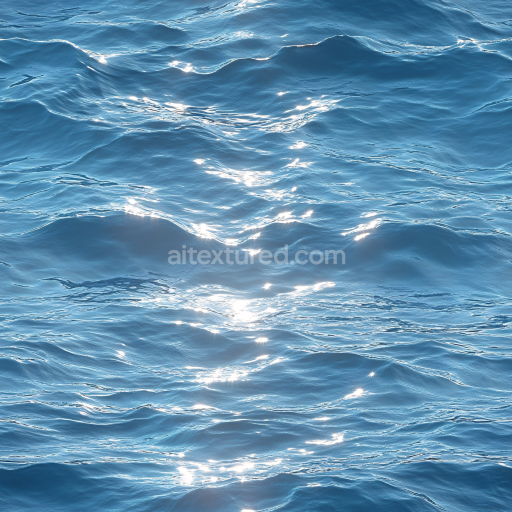 Seamless 3D Ocean Surface Water PBR Texture Featuring Realistic Sunlight Reflections