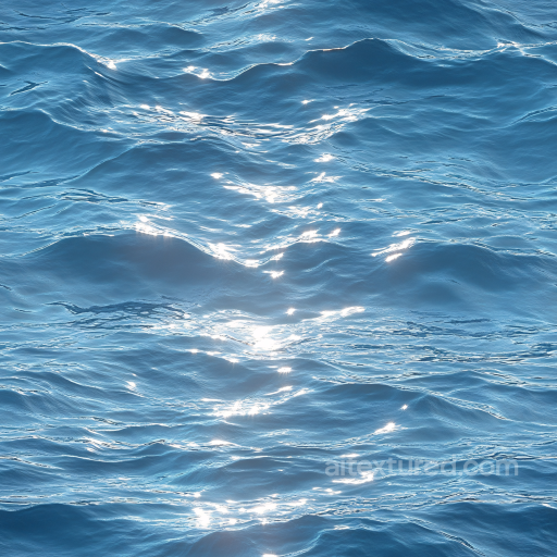 Ocean Surface Water PBR Texture Featuring Realistic Sunlight Reflections seamless Water PBR texture
