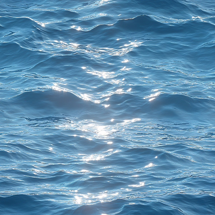 Ocean Surface Water Featuring Realistic Sunlight Reflections seamless PBR texture preview