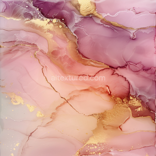 Seamless 3D Alcohol Ink PBR Texture with Pink and Gold Fluid Marbling