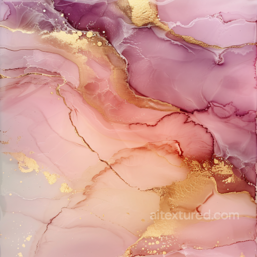 Alcohol Ink PBR Texture with Pink and Gold Fluid Marbling seamless Alcohol ink PBR texture