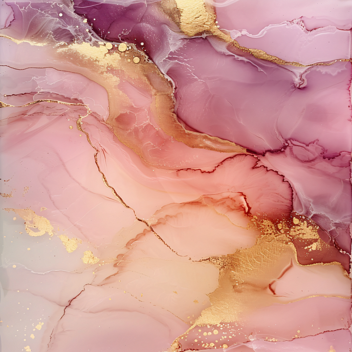 Alcohol Ink with Pink and Gold Fluid Marbling seamless PBR texture preview