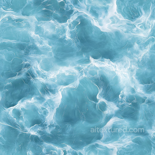 Water PBR Texture Featuring Turbulent Ocean Surface with White Foam seamless Water PBR texture