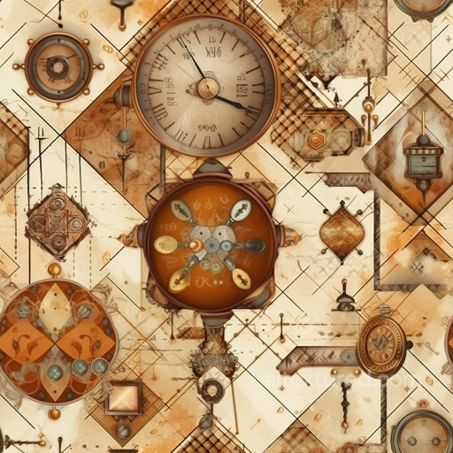 Vintage Scrapbook Seamless Texture with Antique Clockwork and Aged Paper seamless Vintage Scrapbook PBR texture