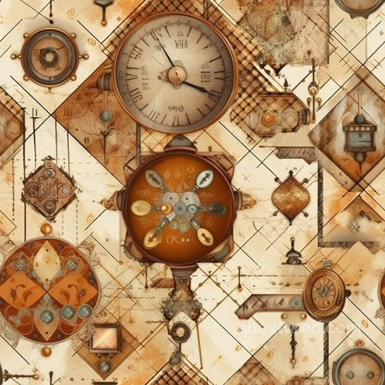 Vintage Scrapbook Seamless Texture with Antique Clockwork and Aged Paper Vintage Scrapbook texture preview