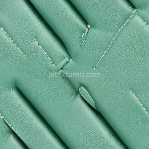 Seamless 3D PBR Texture of Quilted Teal Leather Upholstery with Fine Grain and Stitched Seams