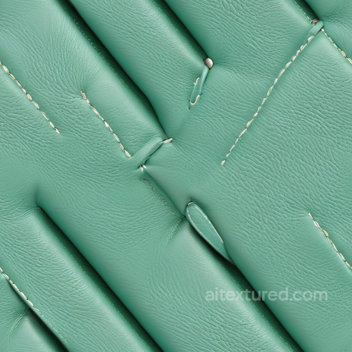Quilted Teal Leather Upholstery Seamless Texture with Fine Grain and Stitched Seams seamless Leather PBR texture