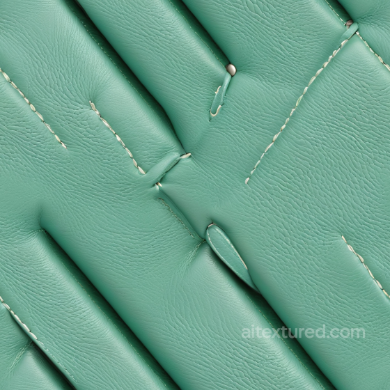 Quilted Teal Leather Upholstery Seamless Texture with Fine Grain and Stitched Seams Leather texture preview