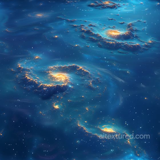 Space PBR Texture Featuring Glowing Spiral Galaxy Nebulae in Deep Blue Star, space, planets texture preview