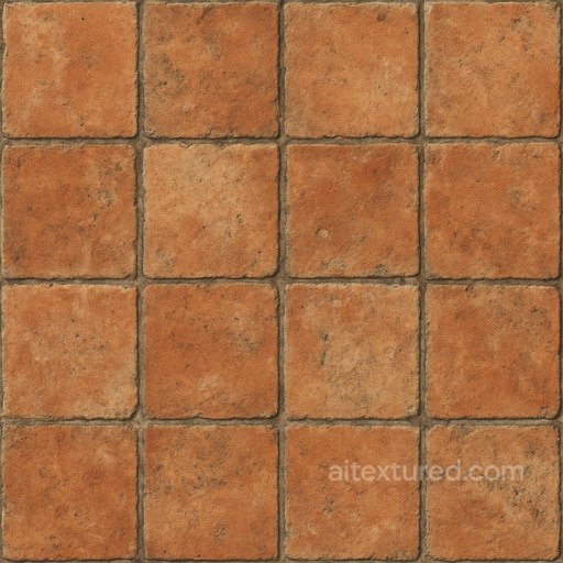 Weathered Terracotta Tile Seamless Texture seamless Ceramic-tile PBR texture