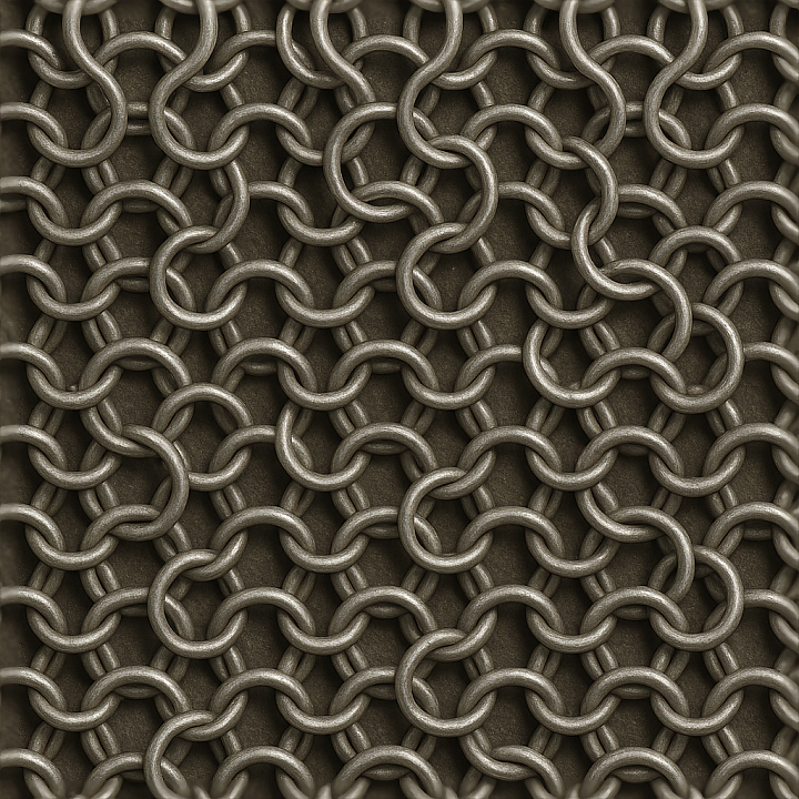 Chainmail With Butted Chainmail Style And Matte Metal Finish seamless PBR texture preview