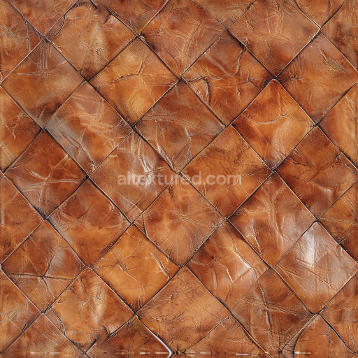Seamless 3D PBR Texture of Cracked Vintage Brown Leather with Quilted Pattern