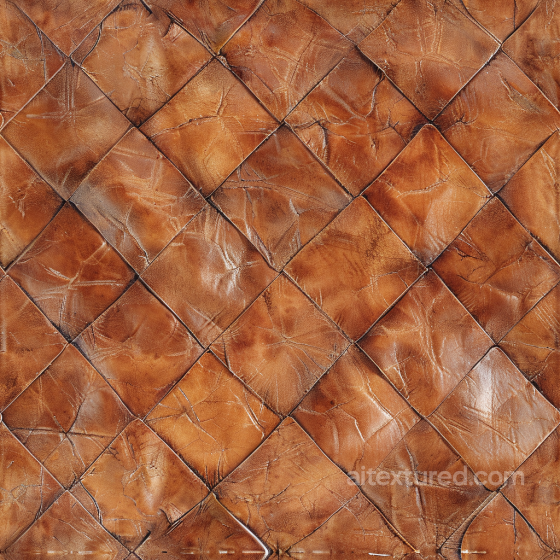 Cracked Vintage Brown Leather Seamless Texture with Quilted Pattern Leather texture preview